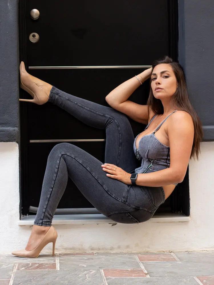 Shascullfites Shaper Set Grey Lift Jeggings Button Up High Waist Collumbiana