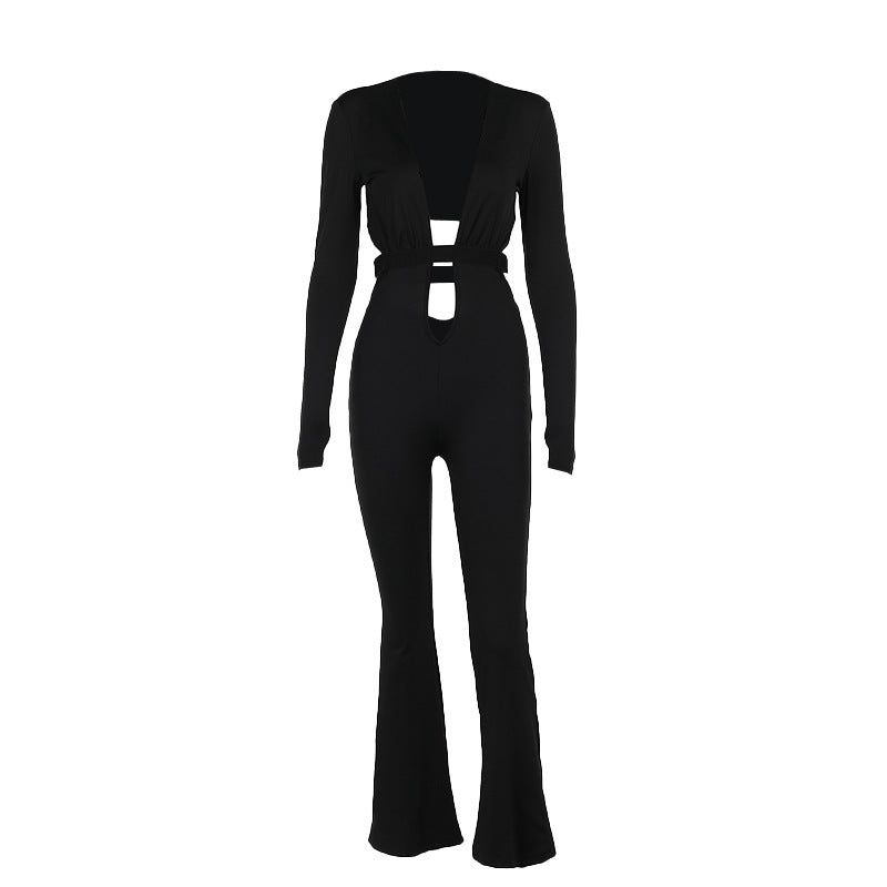 Collumbiana 0 Autumn Women's Hot Girl Slim-fit Hollow-out Jumpsuit