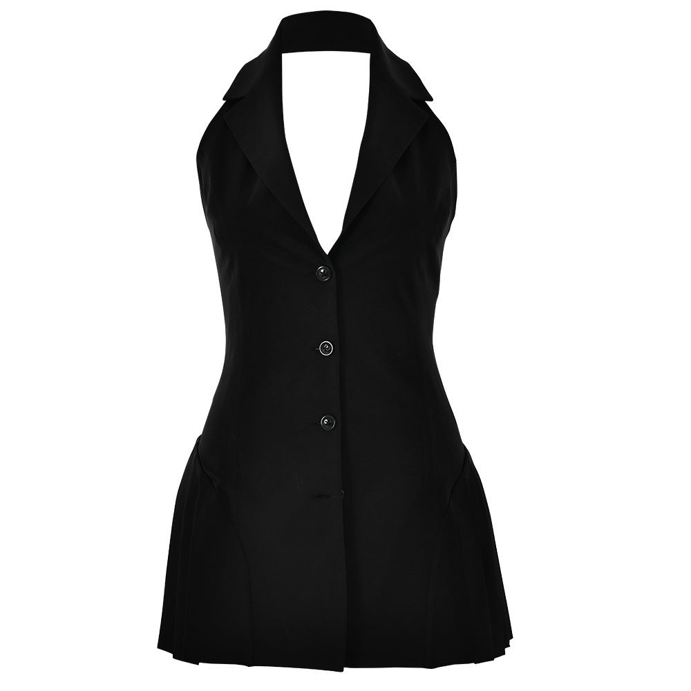 Collumbiana 0 Black / L European And American Sexy Fashionable Slim-fit V-neck Halter Dress Backless