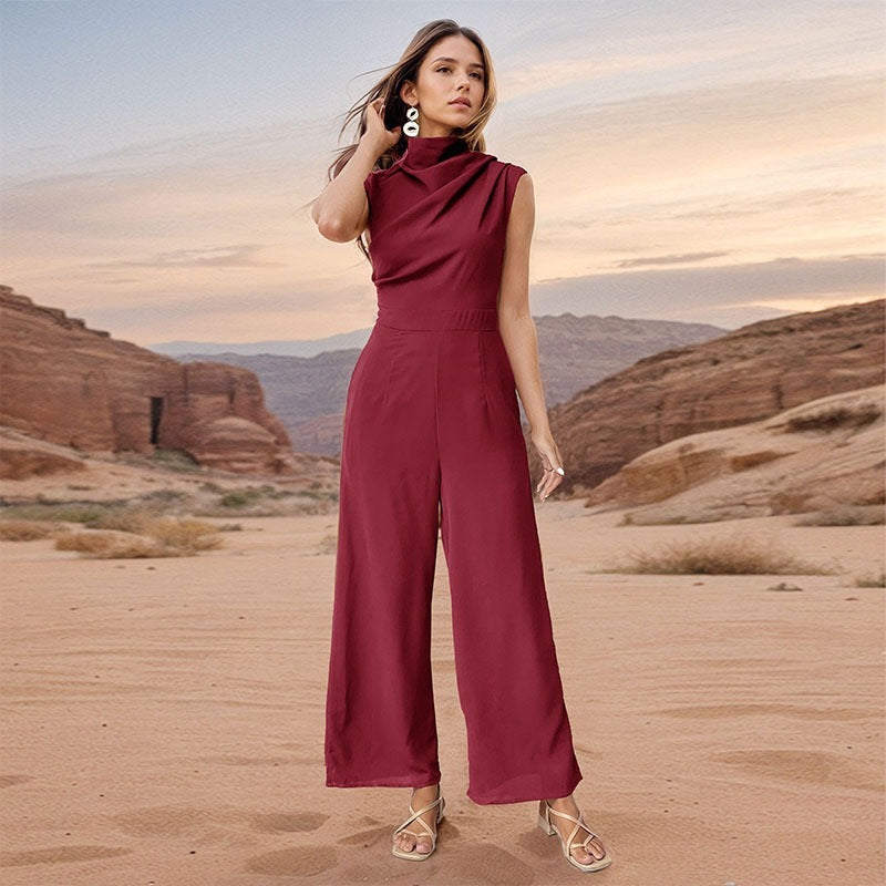 Collumbiana 0 Casual Sleeveless Solid Color Wide Leg Jumpsuit