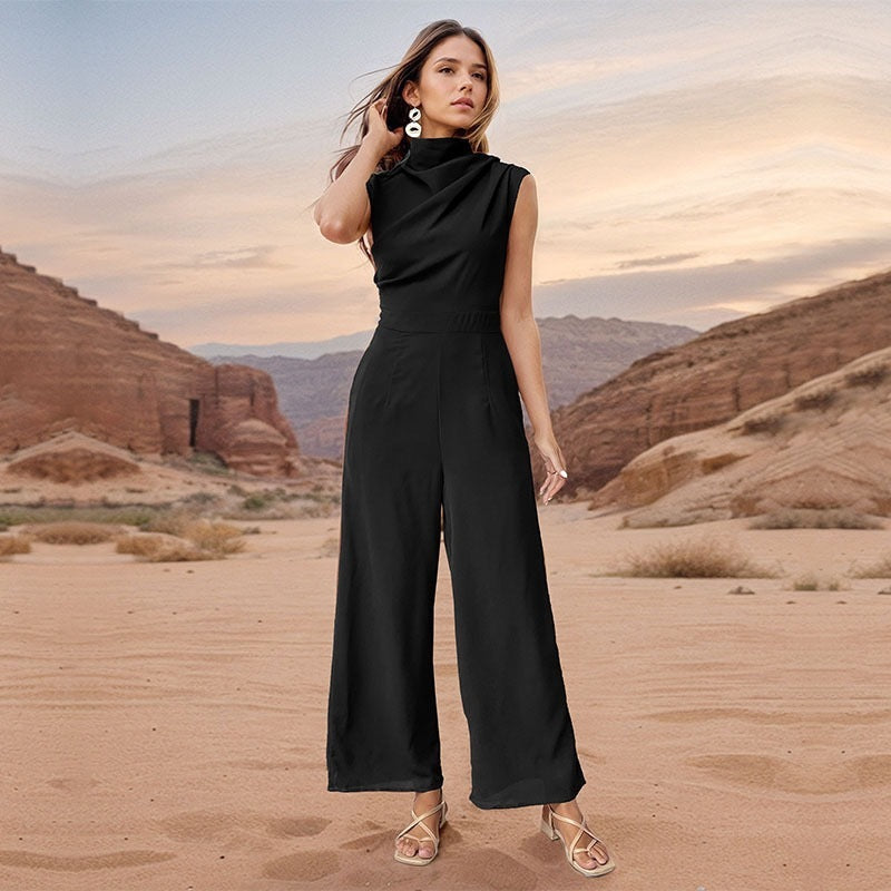 Collumbiana 0 Casual Sleeveless Solid Color Wide Leg Jumpsuit