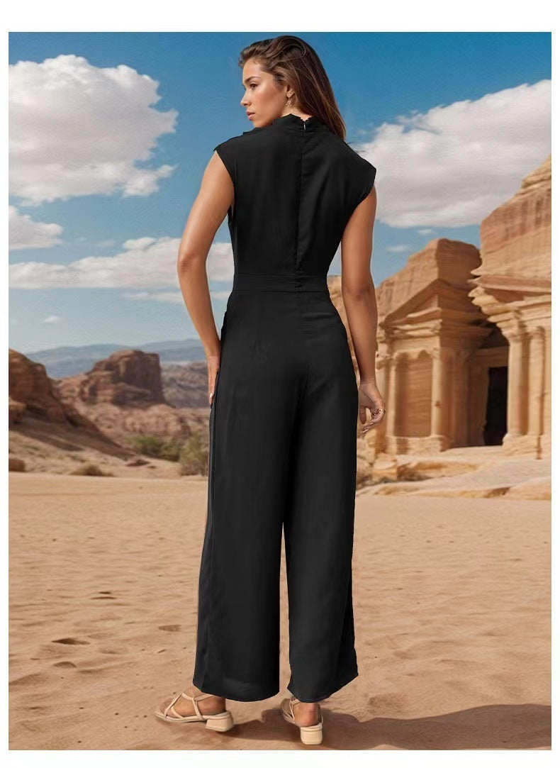 Collumbiana 0 Casual Sleeveless Solid Color Wide Leg Jumpsuit