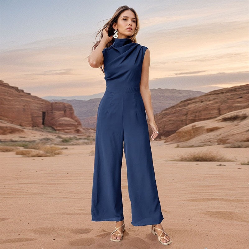 Collumbiana 0 Casual Sleeveless Solid Color Wide Leg Jumpsuit