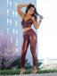 Shascullfites 2 Piece Sets Legging Women Outfit Burgundy Collumbiana