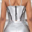 Shascullfites Melody Regular Shiny Silver Leather Catsuits Collumbiana