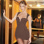 Deep V-neck Sleeveless Steel Ring Sheath Dress Women