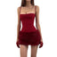 European And American Christmas New Year Fashion Sexy Spaghetti Straps Chest Wrap Plush Sheath Dress