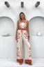 Fashion Flower Sling Top Wide Leg Pants Suit Collumbiana