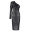 One-shoulder Dress Oblique Collar Wrapped Chest Evening Dress Fashion Sequins Nightclub Sexy Collumbiana