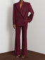 Burgundy Striped Jacket & High-waisted Pants Suit