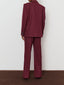 Burgundy Striped Jacket & High-waisted Pants Suit