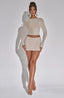 Long Sleeve Top Rhinestone Tight Mini Skirt Suit Collumbiana