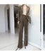 Suit Women's Casual Spring And Autumn Western Style Gold Velvet French Collumbiana