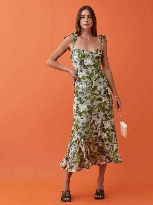 Ladies Fashion Personality Ruffle Midi Dress Collumbiana