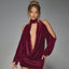 Halter Swing Collar Backless Sexy Velvet Dress