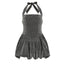 Bright Silk Thin And Glittering Halter Dress Tube Top Cinched Waist A- Line