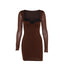 Elegant Slim-fit Long Sleeve Lace Sheath Mini Dress