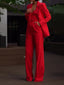 Classic Solid Color Suit & Camisole & High-waisted Pants Three-piece Set