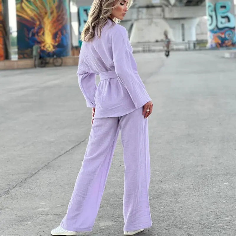 Double-layer Gauze Breathable And Loose Fashion Ladies Home Leisure Suit Collumbiana