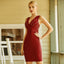 New Diamond Short Skirt High Waist Strap Solid Wine Red Dress Party Sexy Evening Dress