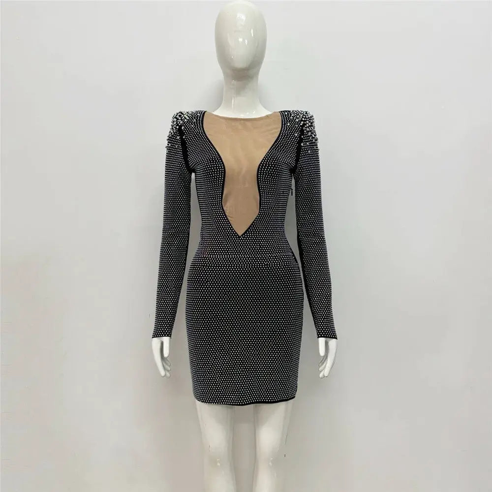 Sexy Rhinestone Bandage One-piece Dress Cross Border Foreign Trade Sexy Tight Collumbiana