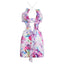 Color Printed Low Collar Exposed Navel Wooden Ear Halter Backless Dress