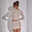 Long Sleeve Top Rhinestone Tight Mini Skirt Suit Collumbiana