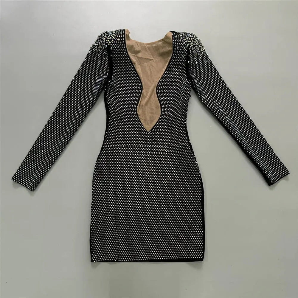 Sexy Rhinestone Bandage One-piece Dress Cross Border Foreign Trade Sexy Tight Collumbiana