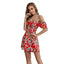 Red pattern off shoulder short dress