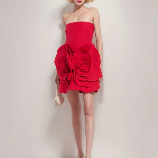 Temperament Red Short Dress Women Collumbiana