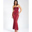 Women's Fashionable Red Tube Top Lace-up Skinny Lace Long Sheath Dress