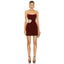 Women's Wine Red Hollowed Heart Shape Diamond Tube Top Dress