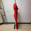 Red Fashion Puff Sleeve Long Sleeve Slim-fit Hollow-out Mini Sheath Dress