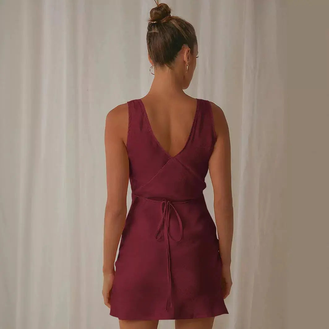 High-quality Socialite Lace-up Dress Backless Dress Dress Collumbiana