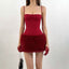 European And American Christmas New Year Fashion Sexy Spaghetti Straps Chest Wrap Plush Sheath Dress