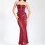 Women's Fashionable Red Tube Top Lace-up Skinny Lace Long Sheath Dress