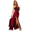 High End Wine Red Fishtail Split High-end Banquet Single Shoulder Length Evening Dress