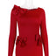 Long Sleeve Backless Bow Split Dress Red Dress