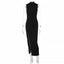 Women's Fashion Round Neck Slim Fit Slit Midi Dress