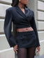 Corp Black Blazer Shorts Set