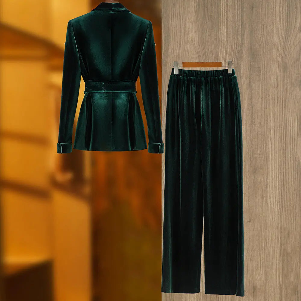 Women's Fashion Personality Velvet Beads Suit Collumbiana