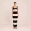 Knitted Striped Vest Sling Sweater Long Dress Suit