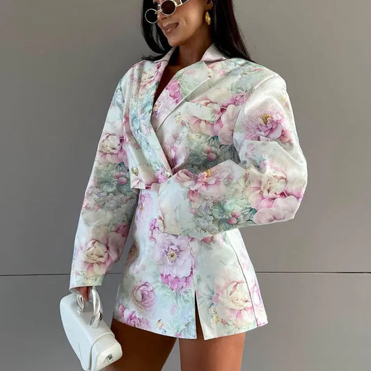 Fashion Loose-fitting Long Sleeves Polo Collar Top Skirt Outfit Collumbiana
