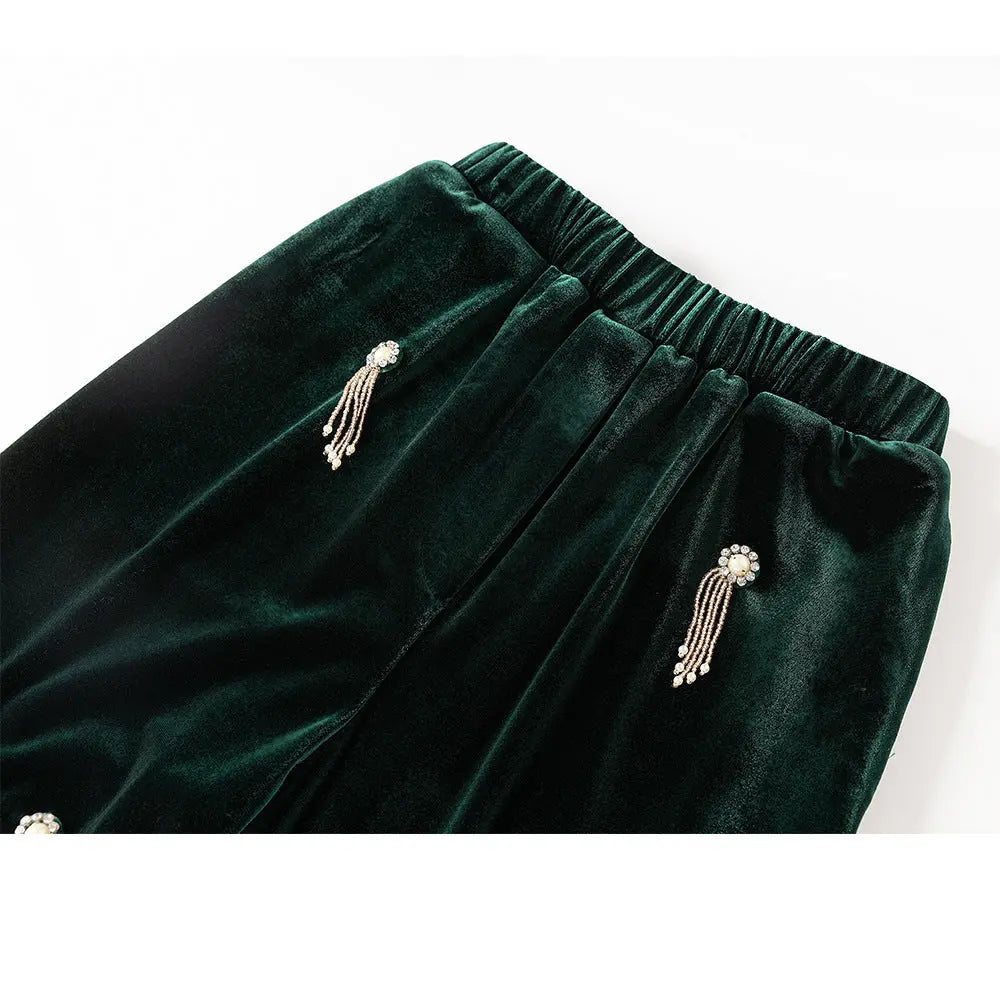 Women's Fashion Personality Velvet Beads Suit Collumbiana