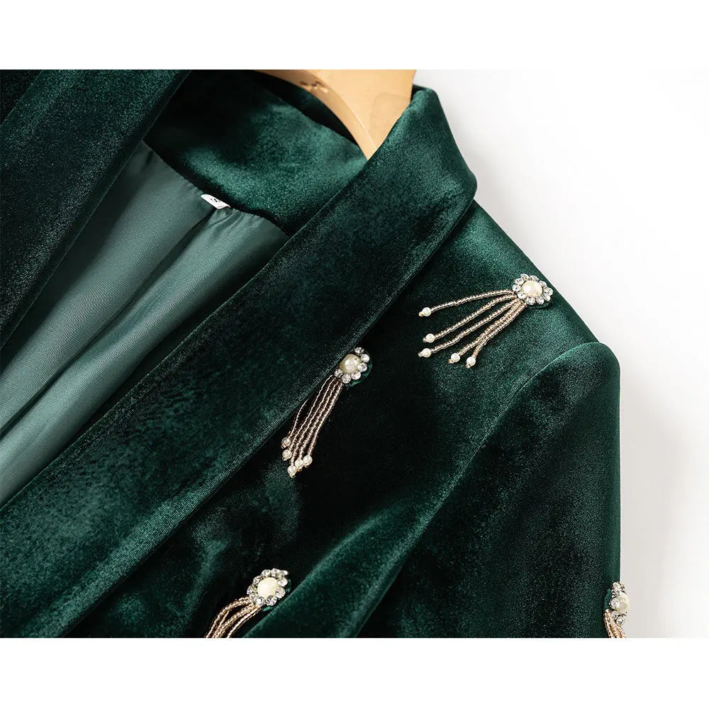 Women's Fashion Personality Velvet Beads Suit Collumbiana