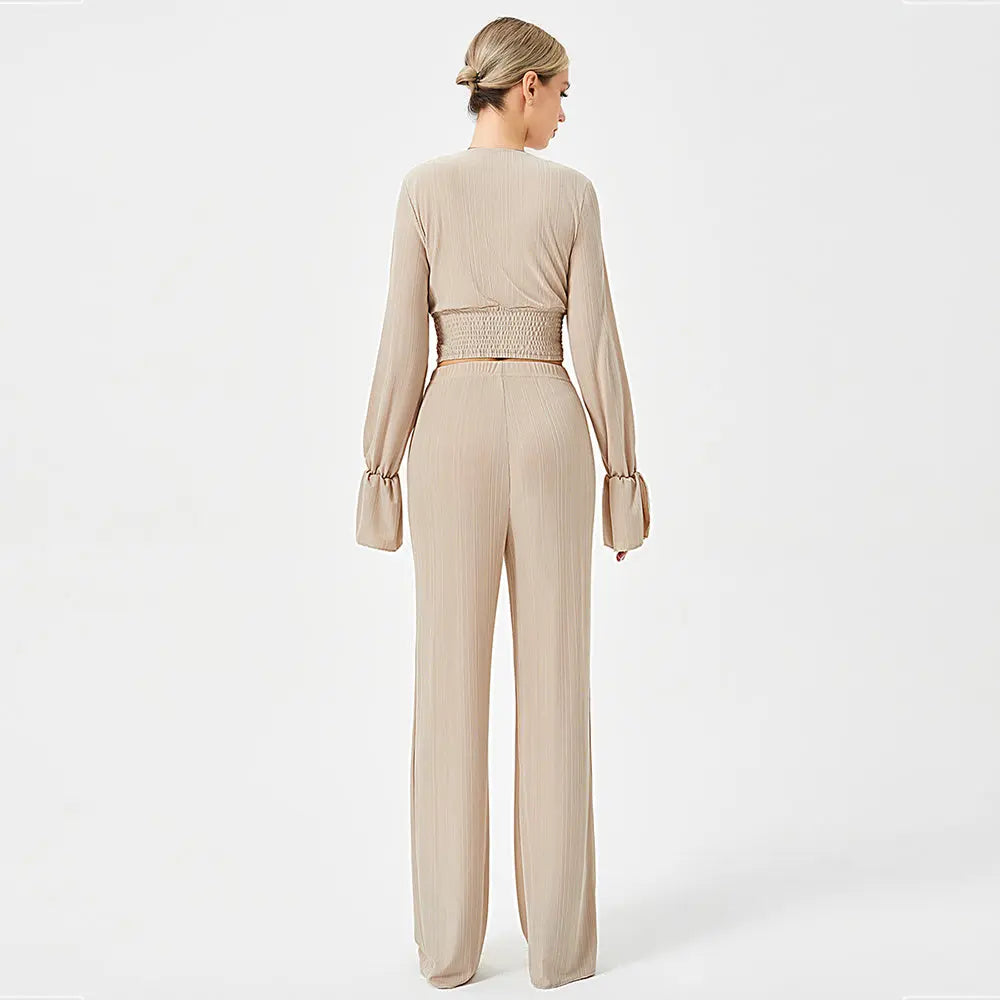 Two Piece Pants Set Long Sleeve Top Collumbiana