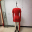 Red Fashion Puff Sleeve Long Sleeve Slim-fit Hollow-out Mini Sheath Dress