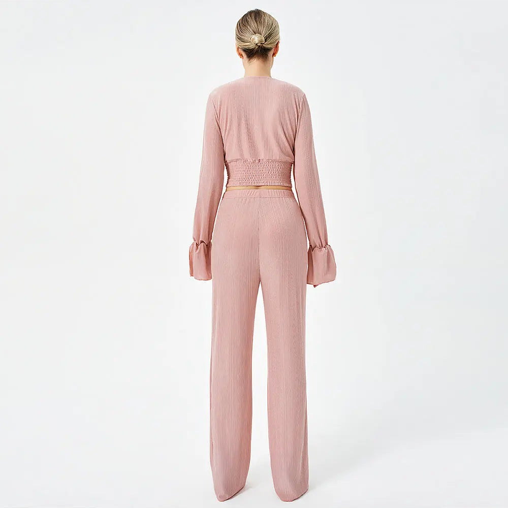 Two Piece Pants Set Long Sleeve Top Collumbiana