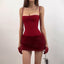 European And American Christmas New Year Fashion Sexy Spaghetti Straps Chest Wrap Plush Sheath Dress