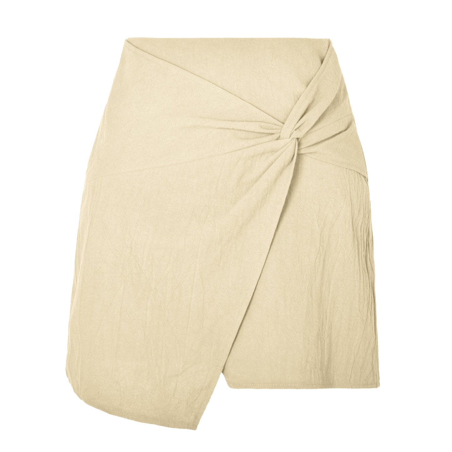 Collumbiana Bottoms Beige / L High-Waist Twisted Skirt in Cotton & Linen